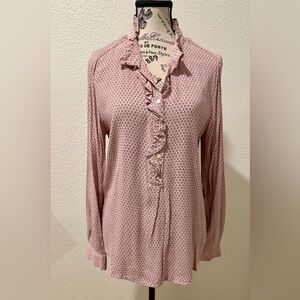 Women’s Pink Ruffle Blouse with Buttons